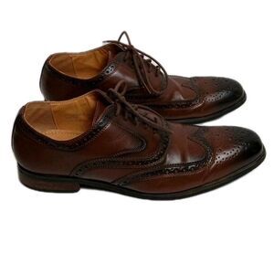 Vincent Cavallo men's dress shoes 8 1/2  Brown Wingtip Brogue Oxford Lace-up